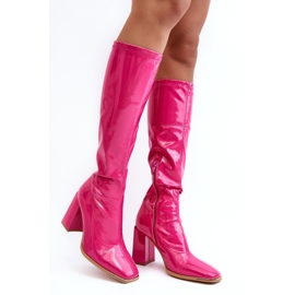 PS1 Botas envernizadas de salto alto acima do joelho Fúcsia Mlokva rosa 1 PS1 Botas envernizadas de salto alto acima do joelho Fúcsia Mlokva rosa 1