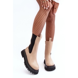 PS1 Botins femininos bege Beatrice com plataforma grossa 2