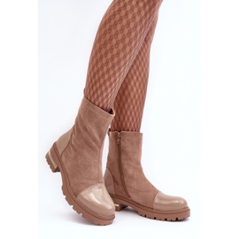 PS1 Botas rasas clássicas de couro bege Shendete 2 PS1 Botas rasas clássicas de couro bege Shendete 2