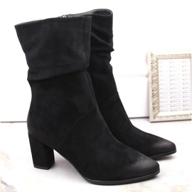 Botas femininas curtas, enrugadas e isoladas pretas Vinceza 58146 preto 1