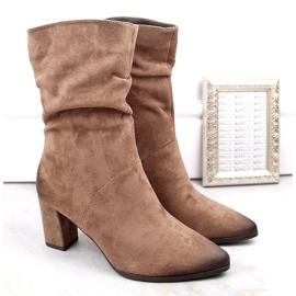 Botas femininas curtas, enrugadas e com isolamento, marrom, Vinceza 58146 1
