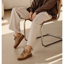 Marco Shoes Aumentar os tênis com um fundo mais grosso bege 1