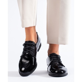 Oxfords com cadarço Shelovet pretos envernizados 2