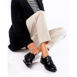 Oxfords com cadarço Shelovet pretos envernizados 1