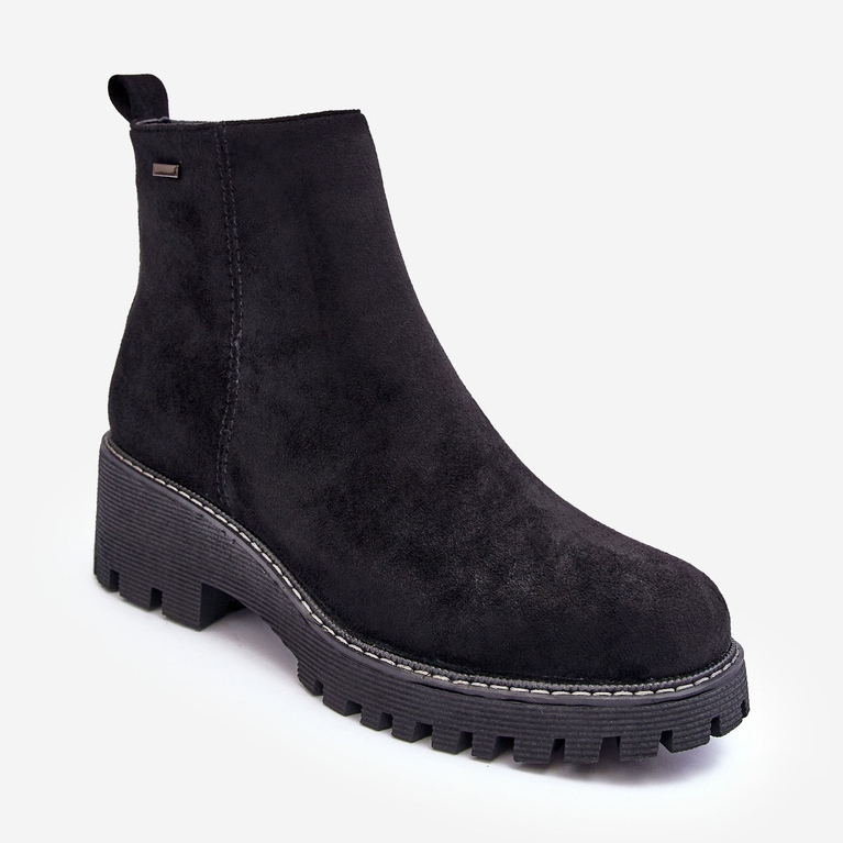 PS1 Botas de camurça com salto plano, isoladas, Neafgi pretas preto 1 PS1 Botas de camurça com salto plano, isoladas, Neafgi pretas preto 1