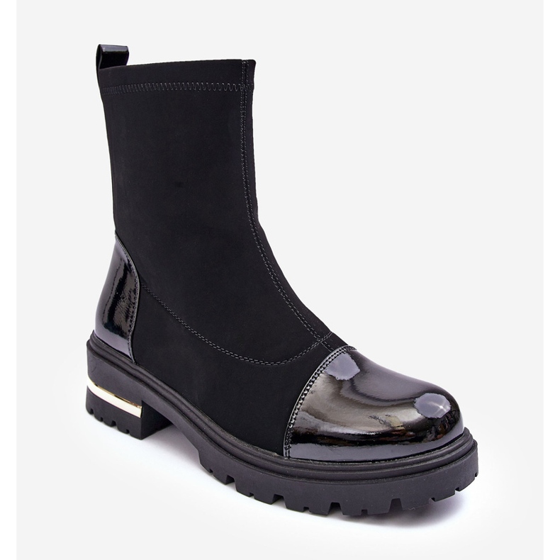 PS1 Botas rasas clássicas de couro pretas Shendete preto 2