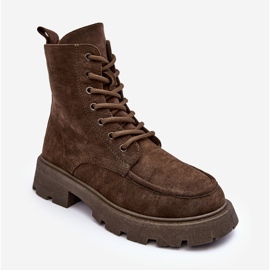 PS1 Botins Trapper isolados em camurça com salto plano, verde escuro Zikey 1