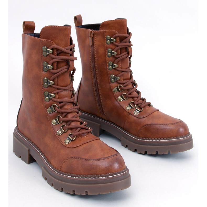 Botins com cadarço Makare Camel marrom 1