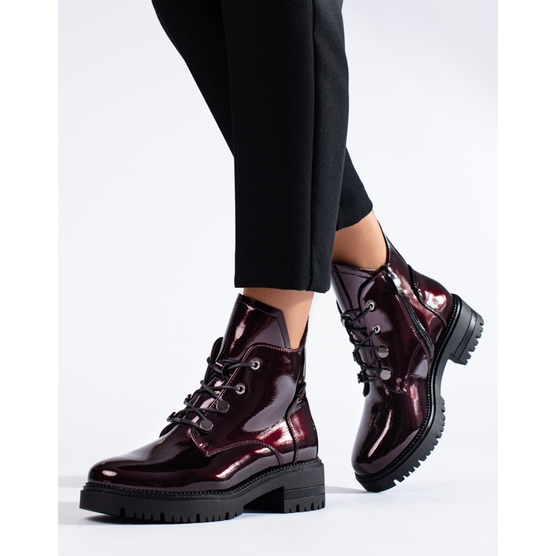 W. Potocki Botas laqueadas Borgonha da Potocki vermelho 2