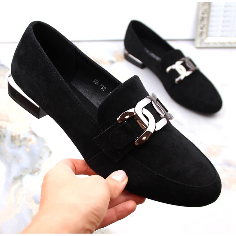 Sapatos femininos de camurça com corrente preto Sergio Leone MK732 1