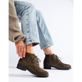 Botins com cadarço em camurça verde Shelovet. 2