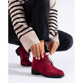 Botins de camurça bordô com cadarço Shelovet. vermelho 1