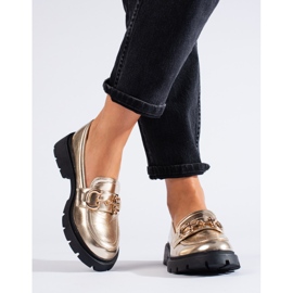 Mocassins dourados Shelovet com sola grossa 2