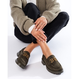 Mocassins femininos de camurça verde escuro Shelovet preto 2