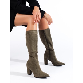 Botas pontiagudas femininas Shelovet verdes escuras 1