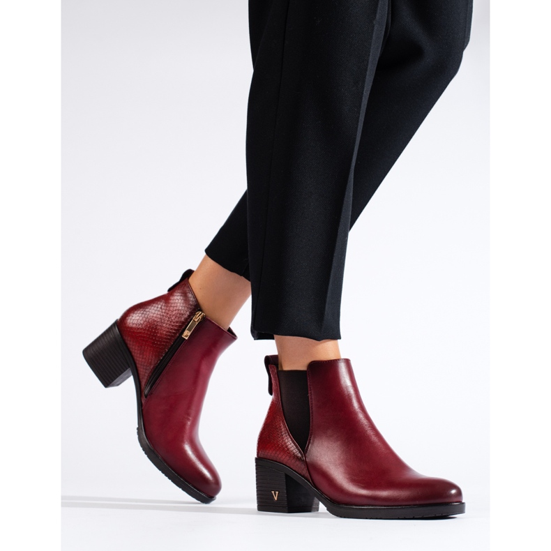 W. Potocki Botins femininos de salto alto Borgonha da Potocki vermelho 1