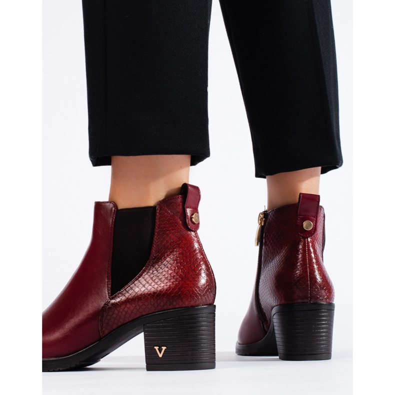 W. Potocki Botins femininos de salto alto Borgonha da Potocki vermelho 2 W. Potocki Botins femininos de salto alto Borgonha da Potocki vermelho 2