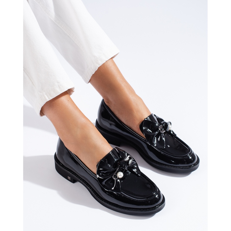 W. Potocki Sapatos femininos envernizados com laço Potocki preto 1