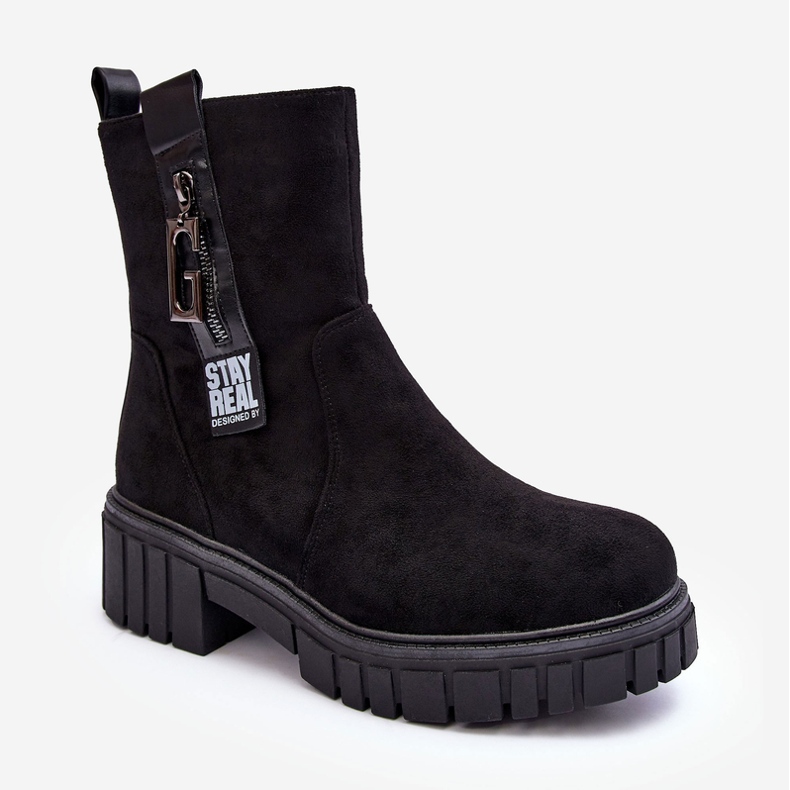 Botas rasteiras femininas de camurça robusta pretas Lunai preto 2