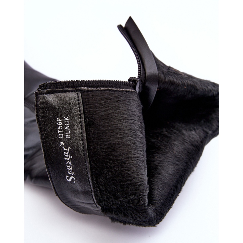 PS1 Botas de couro com salto alto acima do joelho, Serpens pretas preto 1