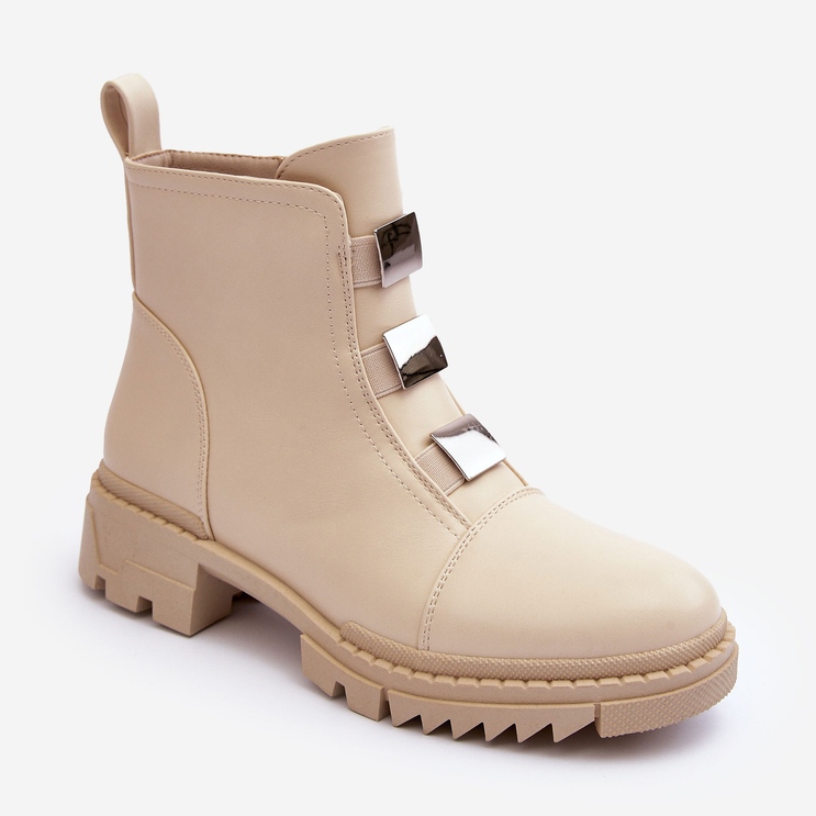 PS1 Botas rasas de couro, Bege Claro Azulenn 1 PS1 Botas rasas de couro, Bege Claro Azulenn 1