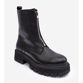 PS1 Botas rasas de couro com zíper preto Vimal 1