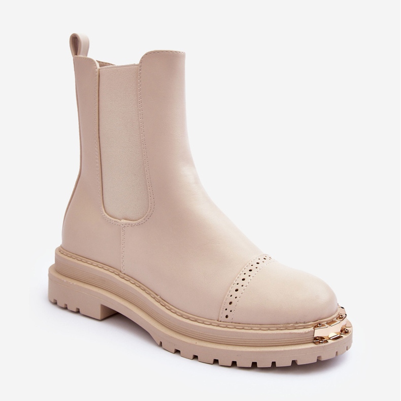 FG2 Botins femininos em pele bege Niale 1