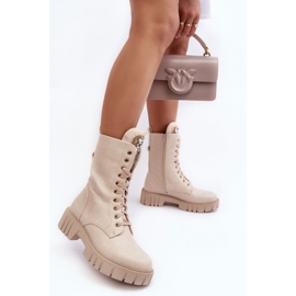 PS1 Botas de couro bege do tornozelo do trabalhador de Marx com decoração da joia 1 PS1 Botas de couro bege do tornozelo do trabalhador de Marx com decoração da joia 1