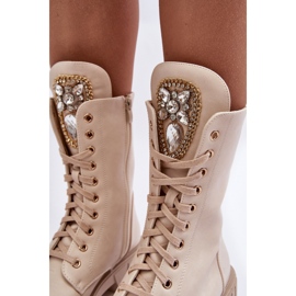 PS1 Botas de couro bege do tornozelo do trabalhador de Marx com decoração da joia 2 PS1 Botas de couro bege do tornozelo do trabalhador de Marx com decoração da joia 2