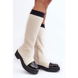 PS1 Botas rasas acolchoadas acima do joelho bege Amalfri 1