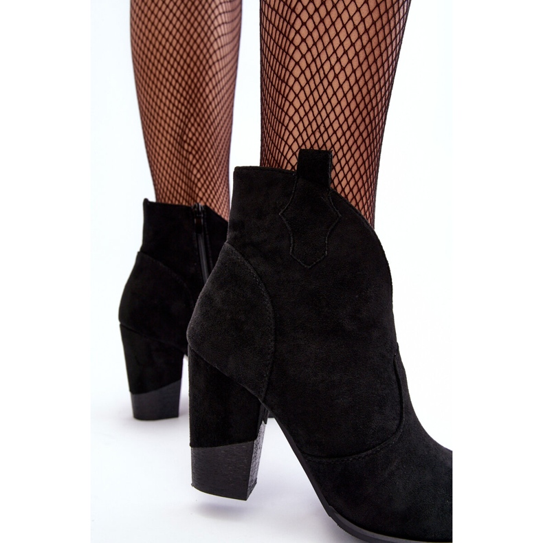 PS1 Botas de cowboy de camurça com salto alto preto Tanner preto 1