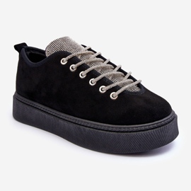 PS1 Calçados esportivos femininos Ecea pretos decorados com strass 1