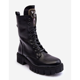 PS1 Botas de tornozelo pretas do trabalhador de couro de Marx com decoração da joia preto 1