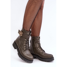 PS1 Botas Operárias Femininas Com Zíper Com Decoração, Ciossava Verde Escuro 2