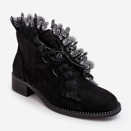 PS1 Botas rasas femininas de camurça pretas Klemovia preto 2