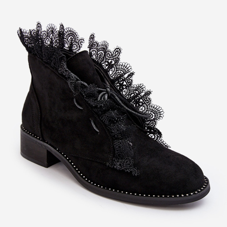 PS1 Botas rasas femininas de camurça pretas Klemovia preto 2