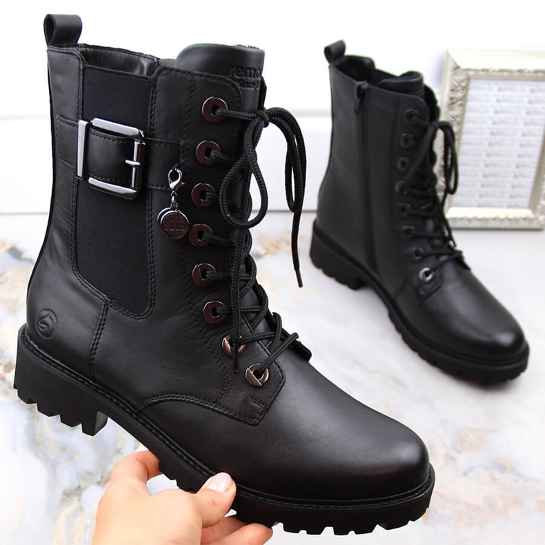 Botas femininas confortáveis com isolamento de couro, pretas Remonte D8668-00 preto 1 Botas femininas confortáveis com isolamento de couro, pretas Remonte D8668-00 preto 1