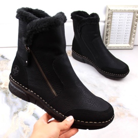 Botas femininas confortáveis ​​e isoladas com pele, pretas Rieker 73371-00 preto 1