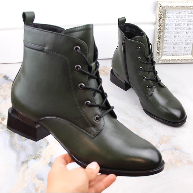 Botas femininas com salto alto com isolamento, verdes Vinceza 58158 1