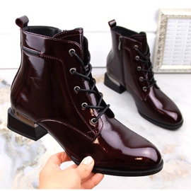 Botas femininas de couro envernizado com isolamento e salto alto bordô Vinceza 58158 vermelho 1
