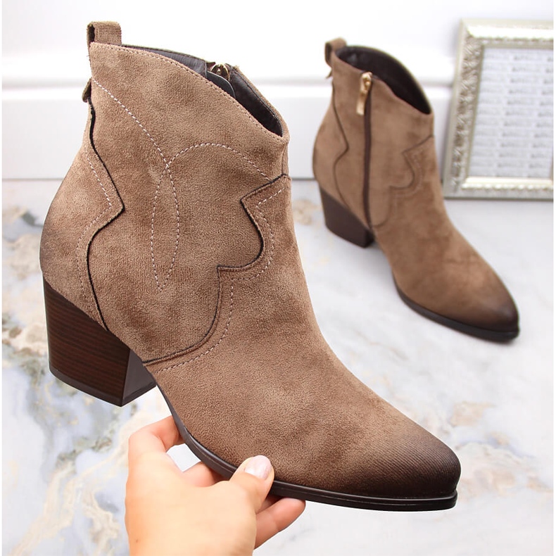 Botas de cowboy com isolamento feminino marrom Potocki SZ12186 1