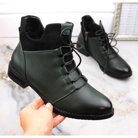 M. DASZYŃSKI Botins femininos de salto baixo com isolamento verde M.Daszyński MR2251-6 1