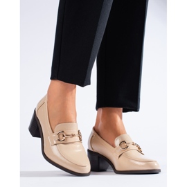 Sapatos de salto alto Shelovet bege envernizado 1