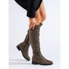 Botas femininas de camurça verde escuro Shelovet 1