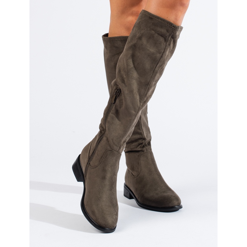 Botas femininas de camurça verde escuro Shelovet 2