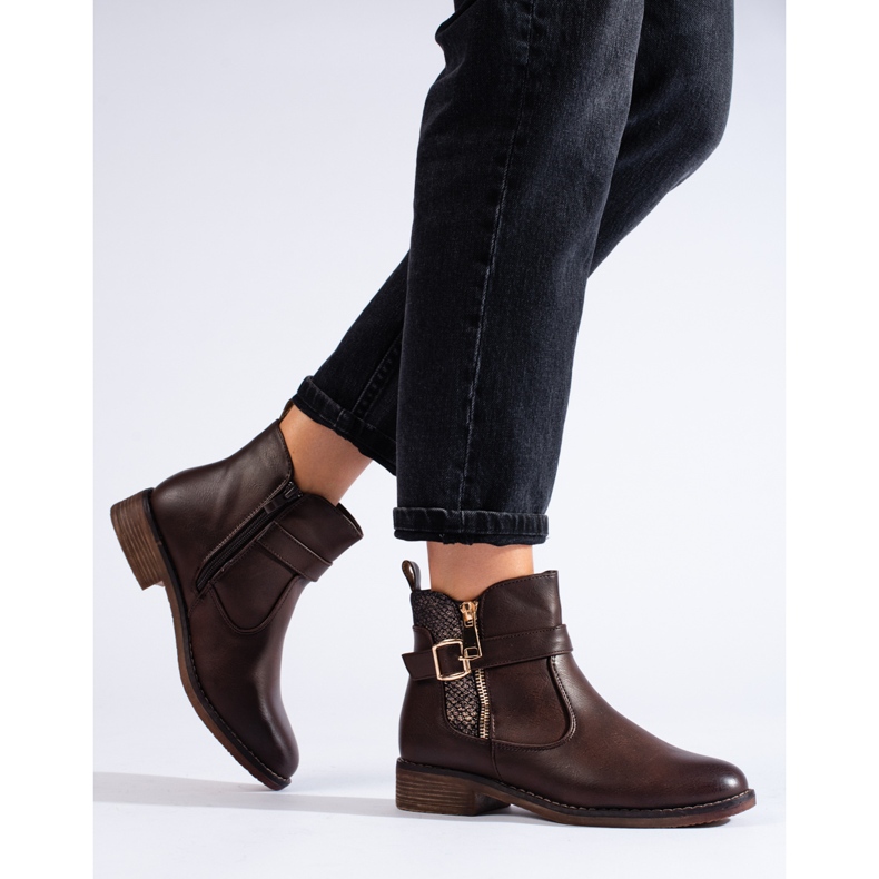 Botins rasos Shelovet castanhos marrom 2