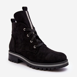 PS1 Botins femininos em camurça com decoração Plesca preta preto 2 PS1 Botins femininos em camurça com decoração Plesca preta preto 2