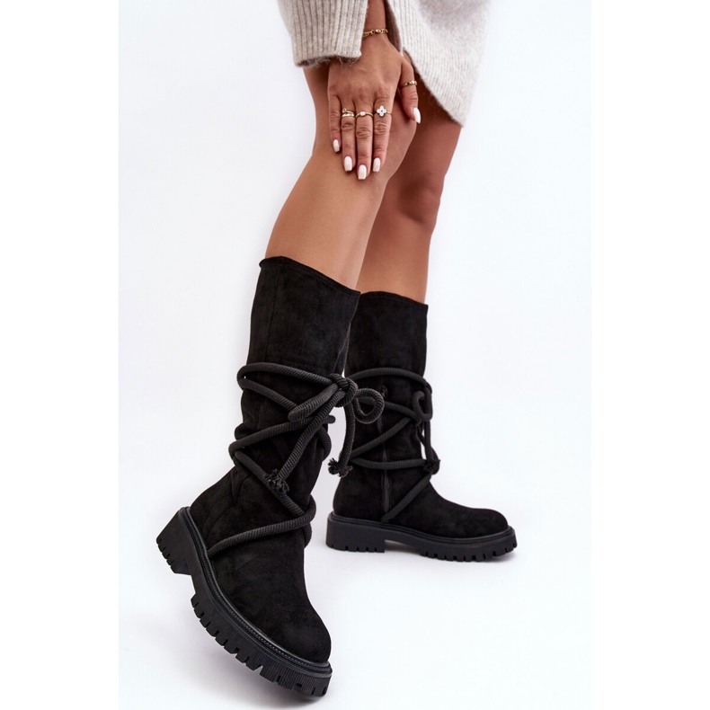 PS1 Botas femininas de camurça com atacadores pretas Tanive preto 2 PS1 Botas femininas de camurça com atacadores pretas Tanive preto 2