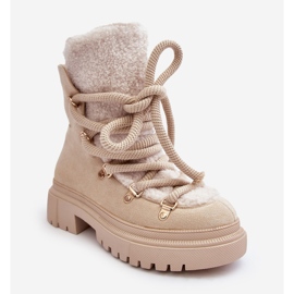 PS1 Botas de neve femininas com cadarço Shala bege claro 1