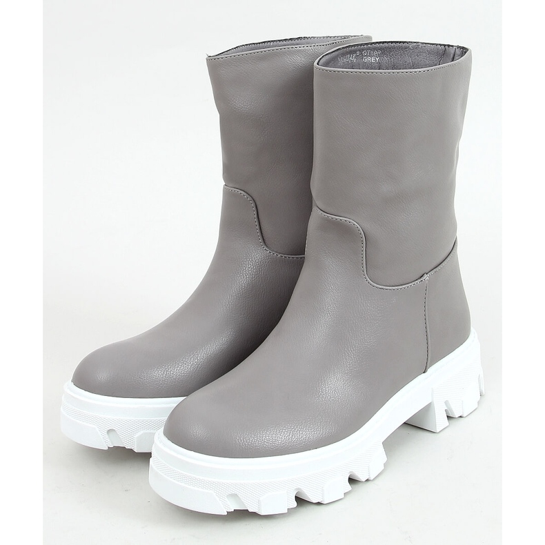 Botas com um topo Jowita Grey simples cinza 1